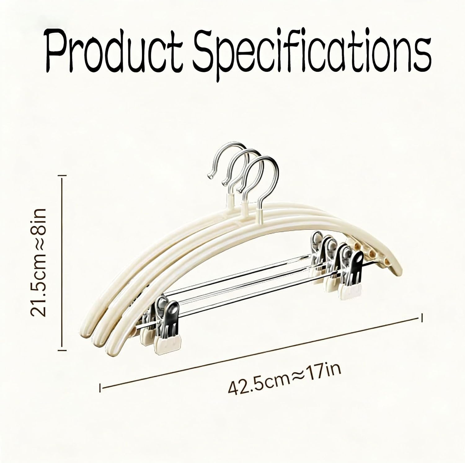 Heavy Duty Hangers with Pants Clips, Non-Slip 2-in-1 Space Saving Closet Organizer for Thick Coats, Shirts, Pants, Home Travel Use (B 42.5x21.5cm/17x8in(5)