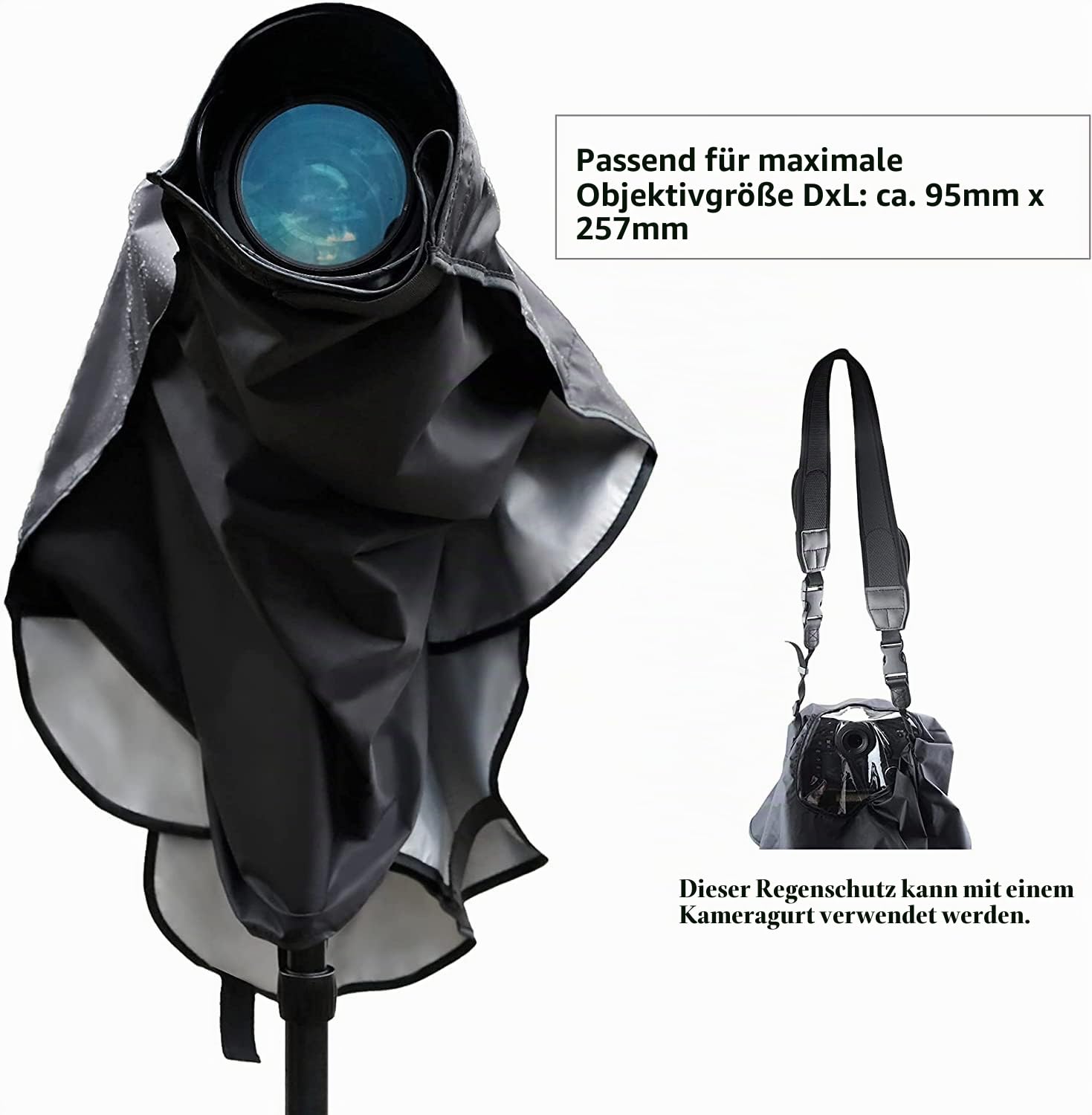 JJC Nylon Kamera Regenabdeckung mit Augenmuscheln für Canon 6DII 5DIV 850D | Robuste Nylon-Hülle | transparentes Monitorfenster | 3 Augenmuscheln L/M/S | vorderer Klettverschluss | Allwetterschutz