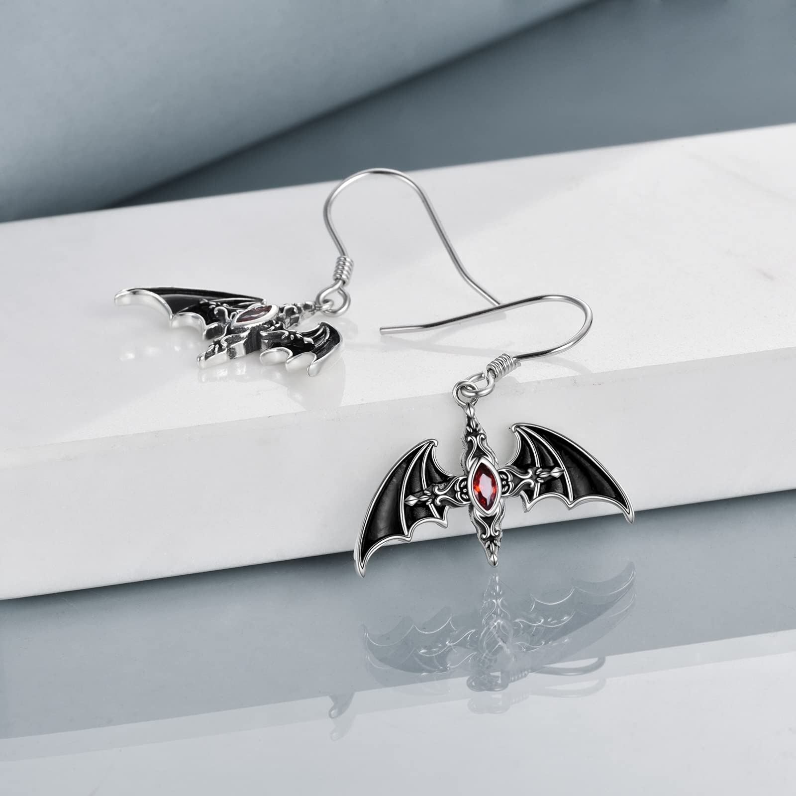 YFN Gioielli Pipistrello Argento Sterling Gotico Collana Ciondolo/Orecchini/Anelli Gotico Gioielli Regalo per Donna Uomo Bambina Ragazze