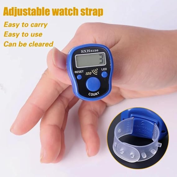 Digital Finger Ring Tally Counter, 5 Digit LCD Electronic Digital Display, Tally Counter Clicker for Weaving and Sports Counting Lap Counter, accessories for men and women Green 1 Pcs