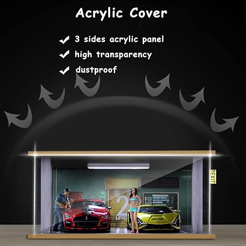 Miniatura 10 de Vitrina de coche modelo a escala 118  vitrina de garaje de coche 118 con cubierta de acrílico transparente e iluminación LED para automóviles
