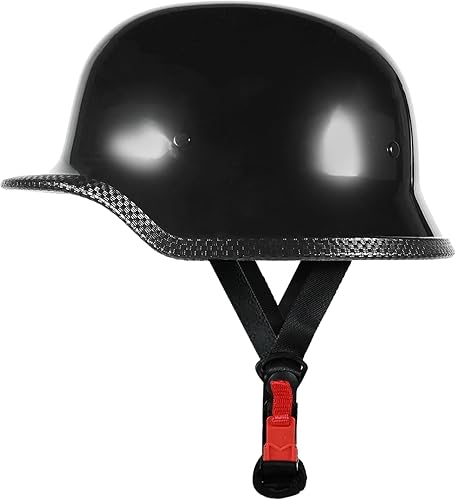 Medio casco de motocicleta de estilo alemán, aprobado por DOT, diseño retro de calavera para hombres y mujeres, cascos negros vintage