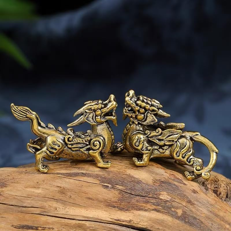 2 Piezas Estatua Dragón Pi Xiu Feng Shui miniatura 5