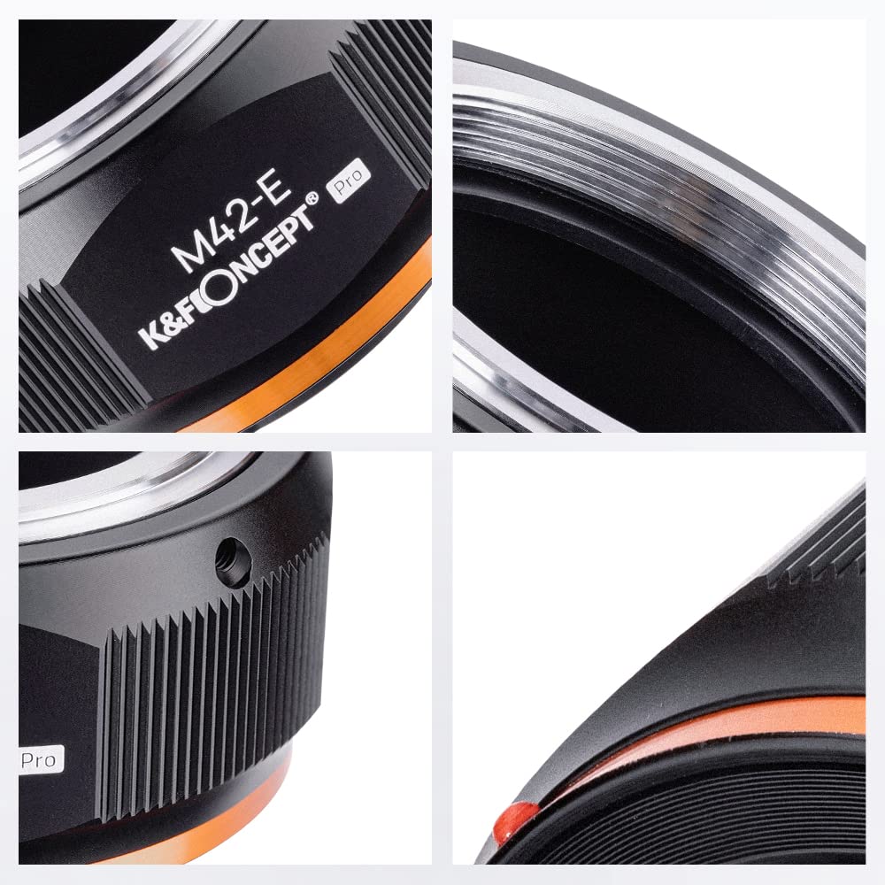 K&F CONCEPT M10105 M42-NEX Hochpräziser Objektivadapter, Sekundäre Oxidation Adapter Ring, Sony NEX Adapter, Objektiv Adapterring für M42 Objektiv auf Sony NEX E-Mount Kamera