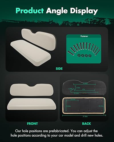 Miniatura 3 de SCITOO Cojines traseros de repuesto para asiento trasero de carrito de golf, asiento trasero para Club Car DS y modelos precedentes para EGZO, Buff,