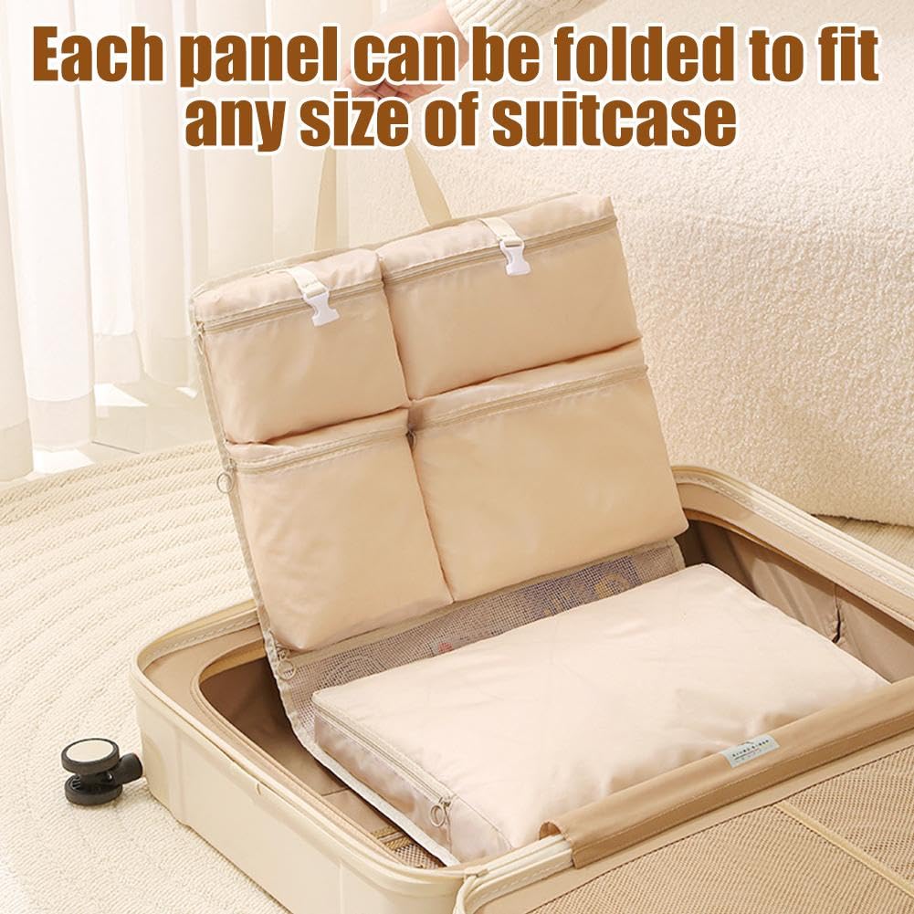 Borsa porta abiti da viaggio - Organizer pieghevole con scomparti multipli, salvaspazio for vestiti, reggiseni, biancheria intima, calzini (blu)(White,8 in One)