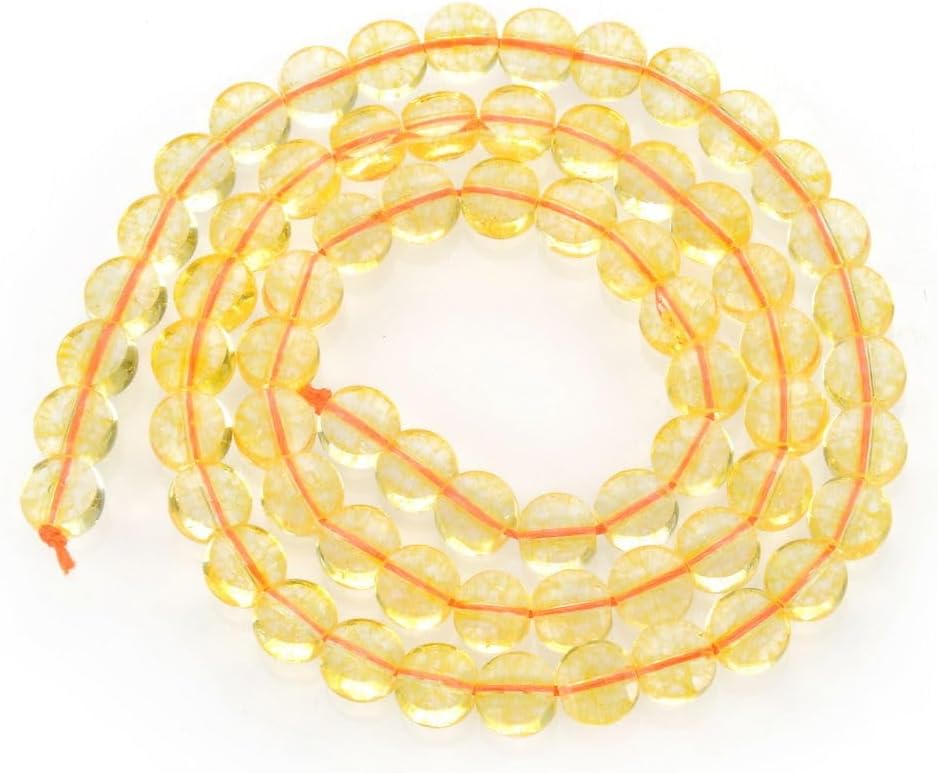Adabele 45 Inch Natural Citrine Yellow Crystal Gemstone 6mm Faceted Flat Round Coin Loose Beads Gem Stone Spacer (180-195pcs) for Jewelry Making GZ13-1
