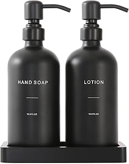 Black Soap Dispenser Bathroom Set, Soap and Lotion Dispenser Set with St...