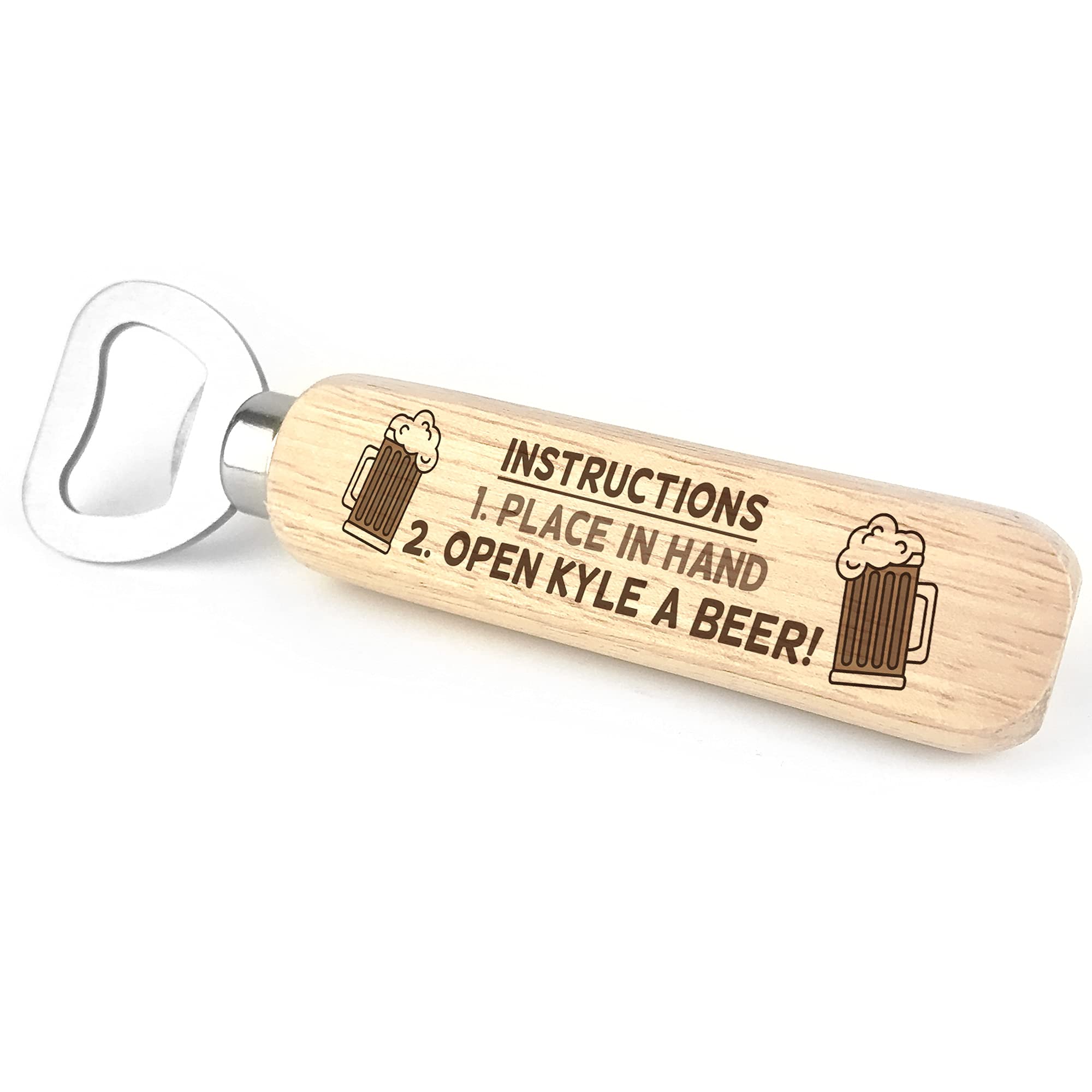 Red Ocean Personalised Wooden Metal Bottle Opener Novelty Birthday Gift for Him Funny Gift for Son Brother Dad Friend