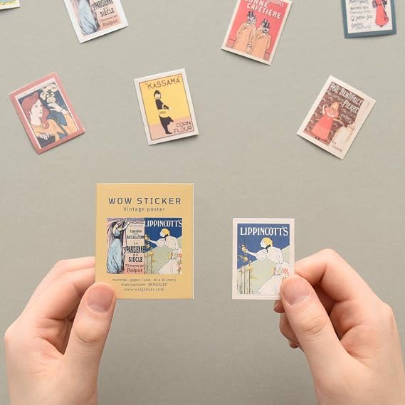 Monolike Wow Sticker Ancien Fleur + Vintage Poster Set - Mini Size Cute Stickers, Square Stickers