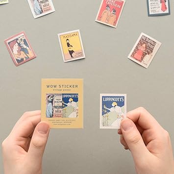 Monolike Wow Sticker Ancien Fleur + Vintage Poster Set - Mini Size Cute Stickers, Square Stickers