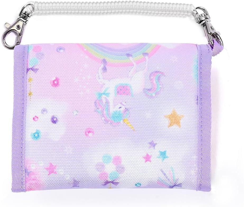 COLORFUL CANDY STYLE NP800600-NVL2608 Kids' Wallet, Water Repellent, Lightweight Type, Unicorn Fantasy, Water Repellent, Lightweight, Stain Resistant, Children, Girls, Includes Name Sticker (Subdued