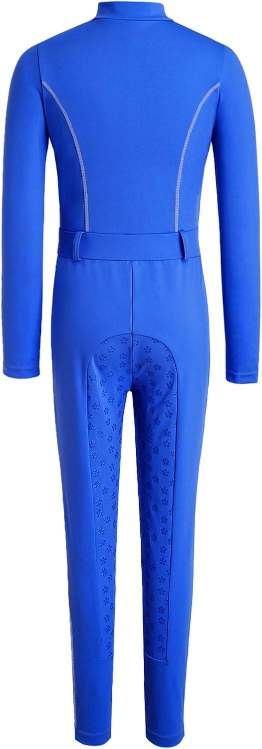 Jugaoge Jumpsuit for Girls Riding Breeches Full Seat Equestrian Jumpsuit Full Length Schooling Bodysuit