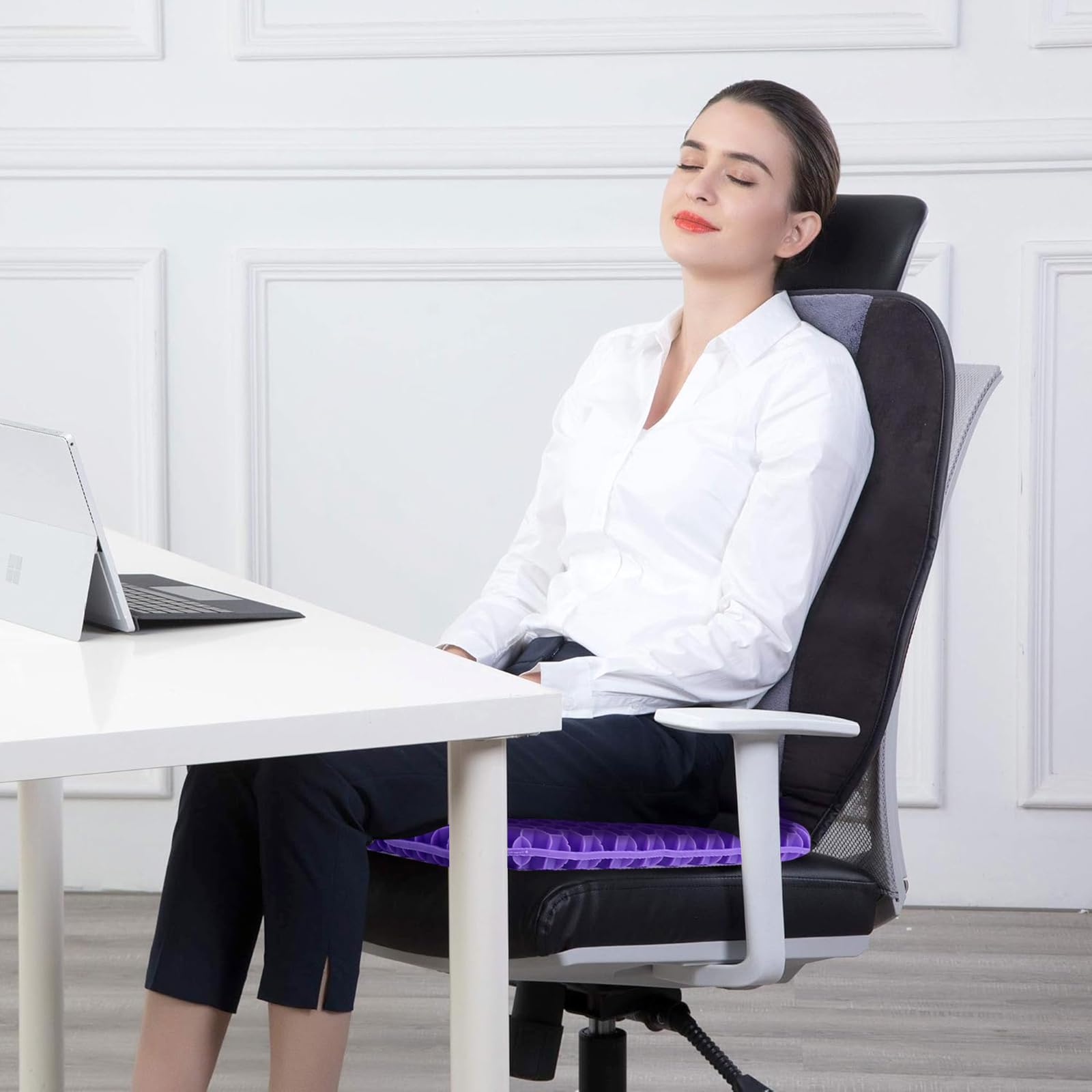 BTDZDD cuscino gel per sedia, Cuscino In Gel, Cuscino per Coccige, Cuscini per Sedie Traspiranti per Auto/Ufficio/Casa/Sedia a Rotelle (Viola, 43 * 39 * 4)