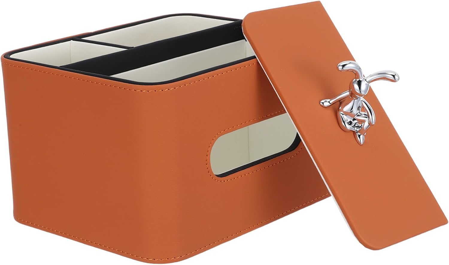 MAGICLULU Tissue Box Holder Orange Pu Leather with Remote Control Storage, Multi-Functional Desktop Organizer Rectangular Tissue Storage Box with Elegant Design for Bedroom and Home
