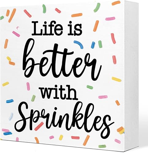 Miniatura 1 de Letrero de madera inspirador con diseño de Life with Sprinkles, decoración de escritorio rústica de verano para decoración de escritorio para el