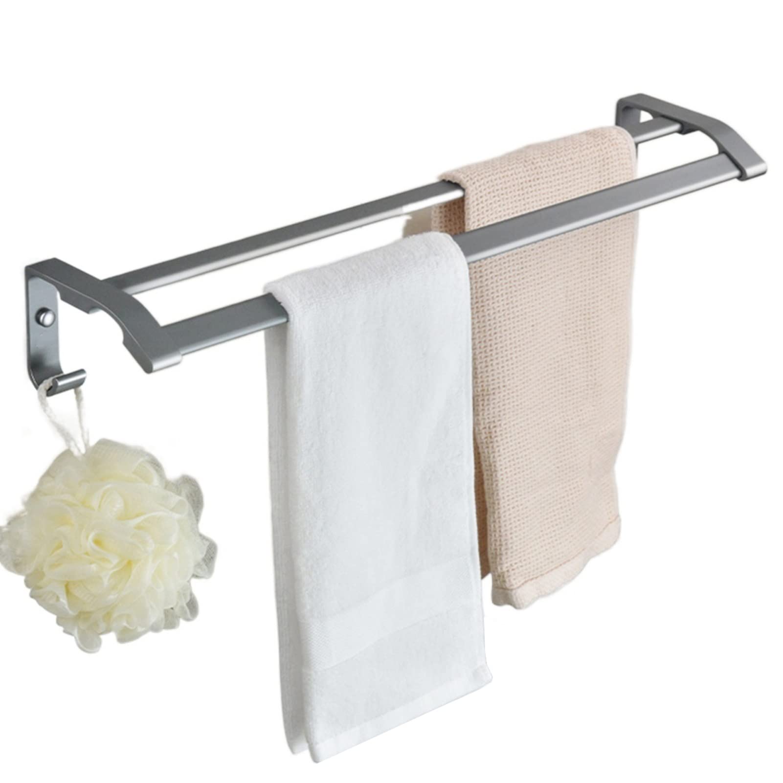 Doppio portasciugamani 110/120 cm, portasciugamani a Parete per Bagno o Cucina, mensole multifunzionali per portasciugamani (Dimensioni : 60cm)