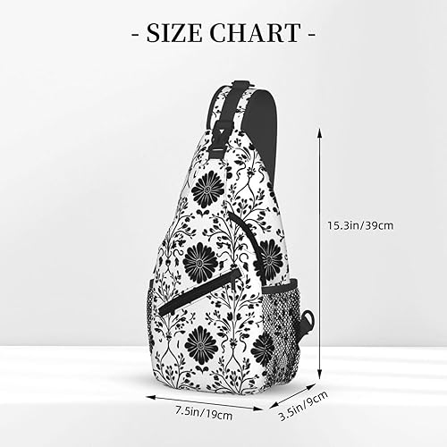 Miniatura 2 de Small Crossbody Bags for Women Men - Vintage Flower Black Print Adjustable Shoulder Bag Fanny Packs Belt Sling Bag Crossbody Purses Backpack for