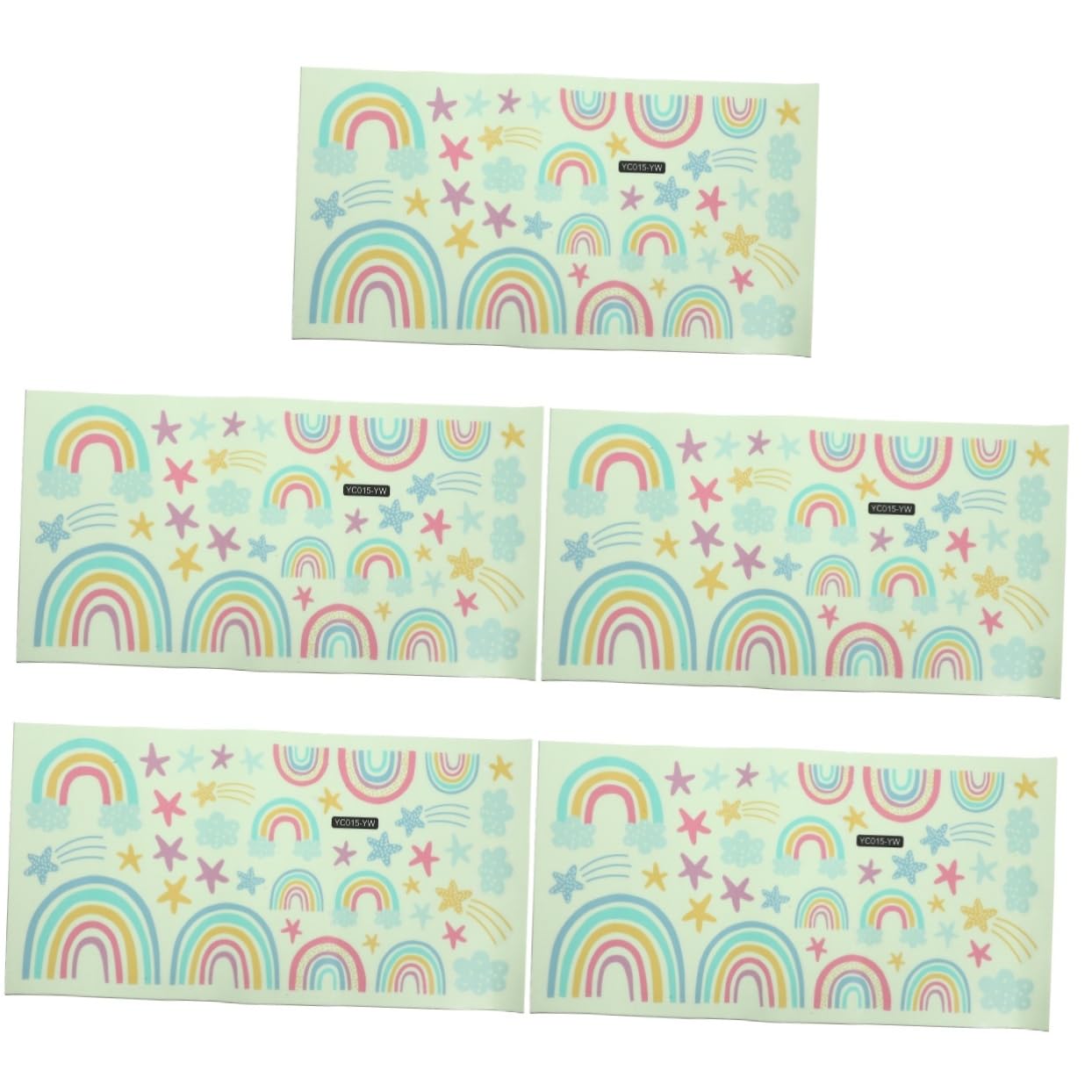 BESTonZON 5fogli Sticker Murali Luminose Tema Arcobaleno Per Ragazzo Ragazza Adesivi Da Parete Autoaderenti Per Decorare Stanze e Soffitti Sicuri e Impermeabili