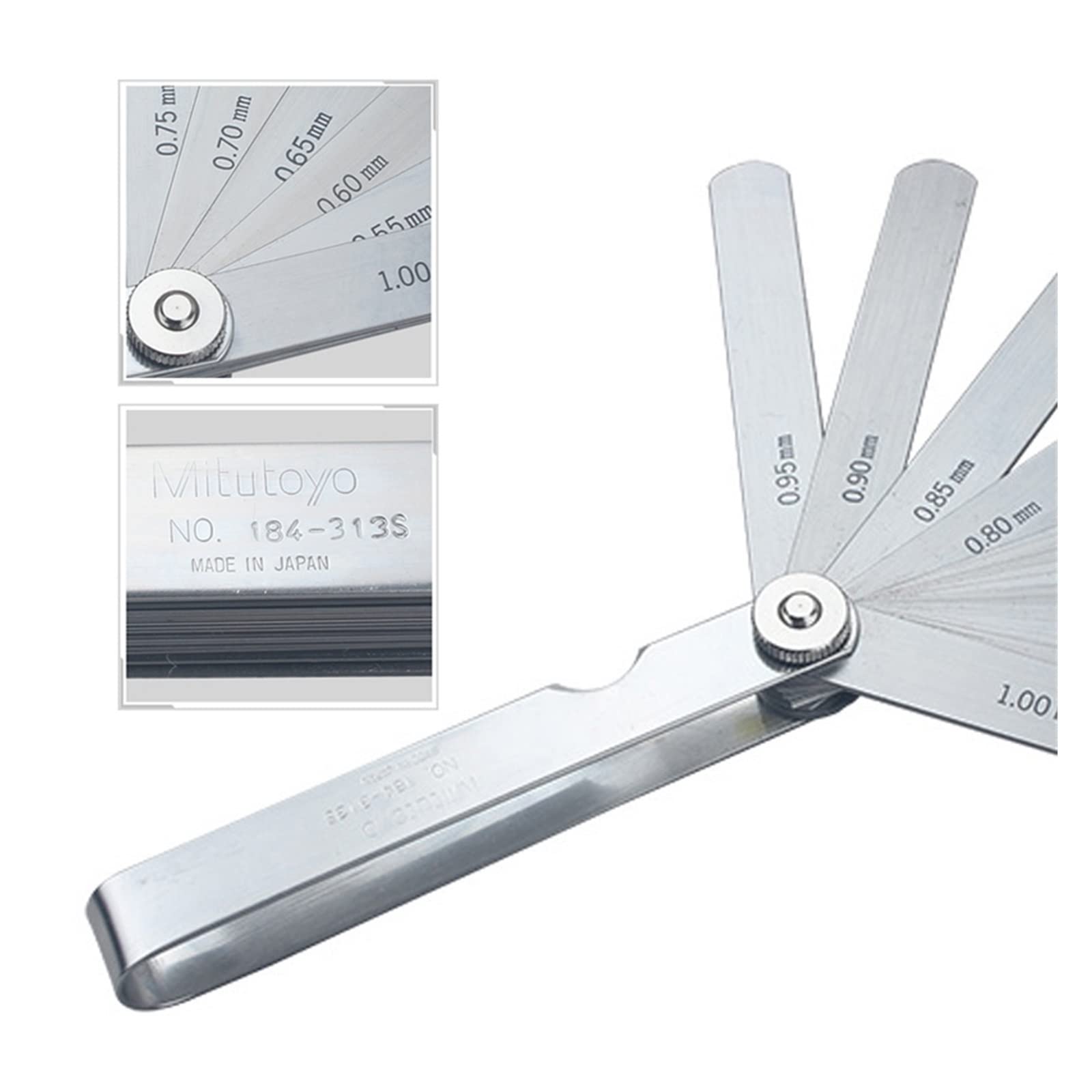 Galgas Reglaje Valvulas, Medidor de espesores 100 mm 150 mm Relleno de espacio métrico de acero inoxidable 0.03-1.00 mm Herramienta de medición de calibre de espesor(184-308S)