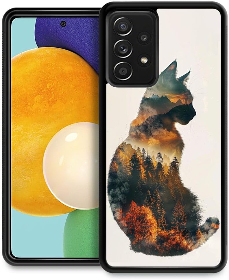 Compatible with Samsung Galaxy A53 5G Case,Cat Nature Autumn Forest Amazing Pattern Design Shockproof Anti-Scratch Hard PC Back