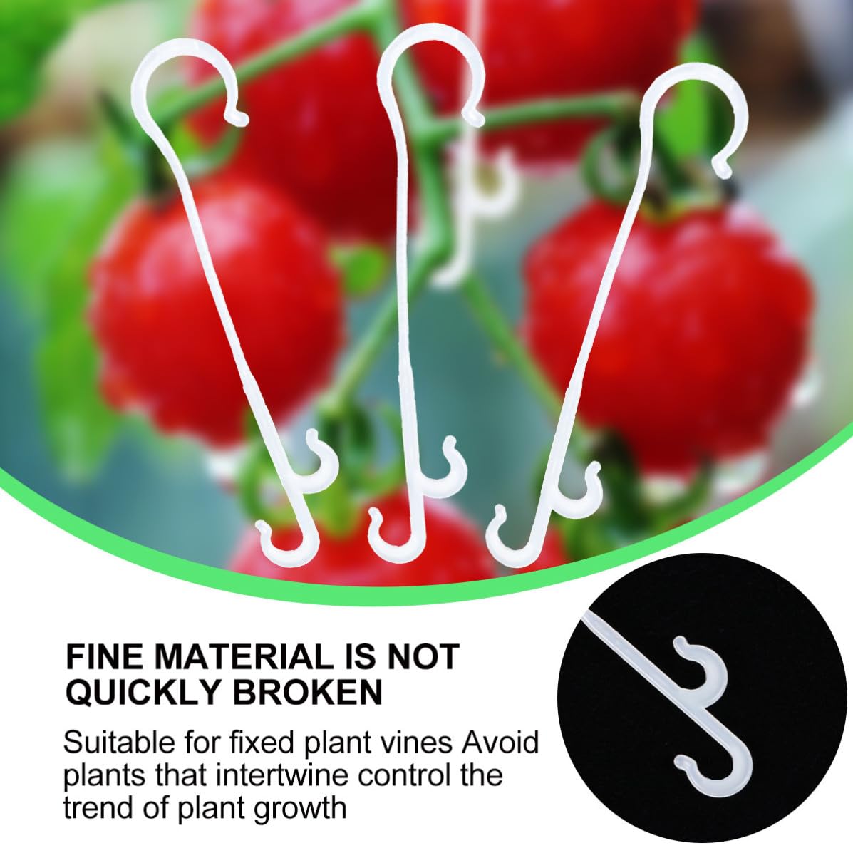 BESPORTBLE 850 Pezzi Gancio per Supporto per Pomodori e Cetrioli | Nylon Bianco, per Giardino e Serra, Aiuta a Fissare i Tralci e Controllare la Crescita