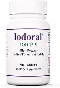 Optimox Iodoral 12.5mg Supplement – Iodine for Thyroid Support, Potassium Iodide Tablets, Lugol Solution, Daily Vitamins &amp; Minerals - 90 Count