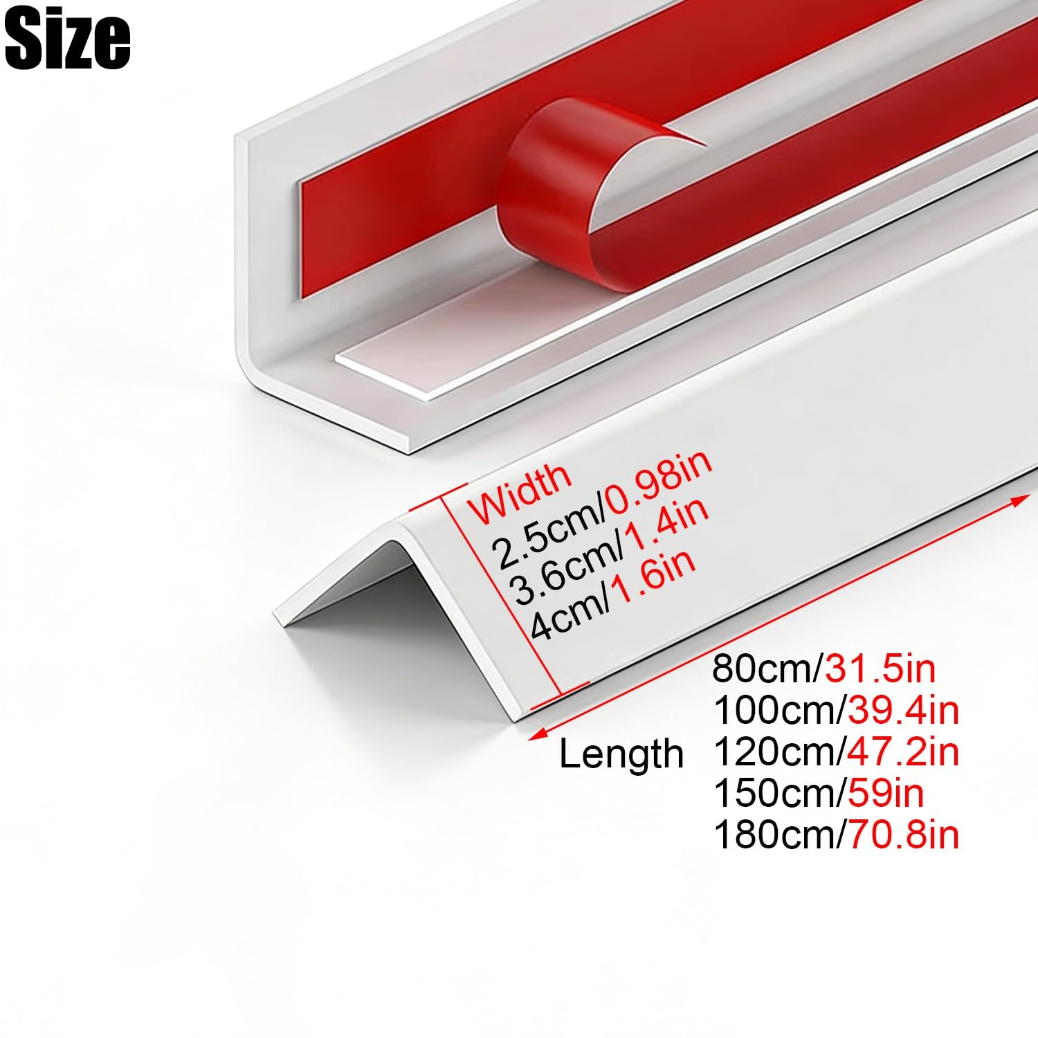 Sztywne listwy narożnikowe z PVC, Ochraniacz narożników ściennych z PCV 180 cm Samoprzylepny Wiele rozmiarów Biały Beżowy 4 szt. 6(White 6 Pack,180x2.5cm)
