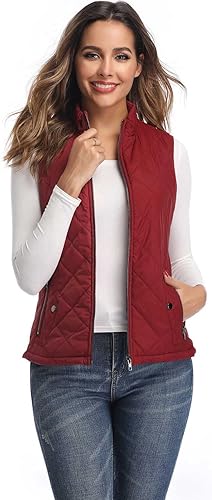 Miniatura 3 de LONGKING Chaleco de mujer, cuello alto, ligero, con cremallera, acolchado para mujer