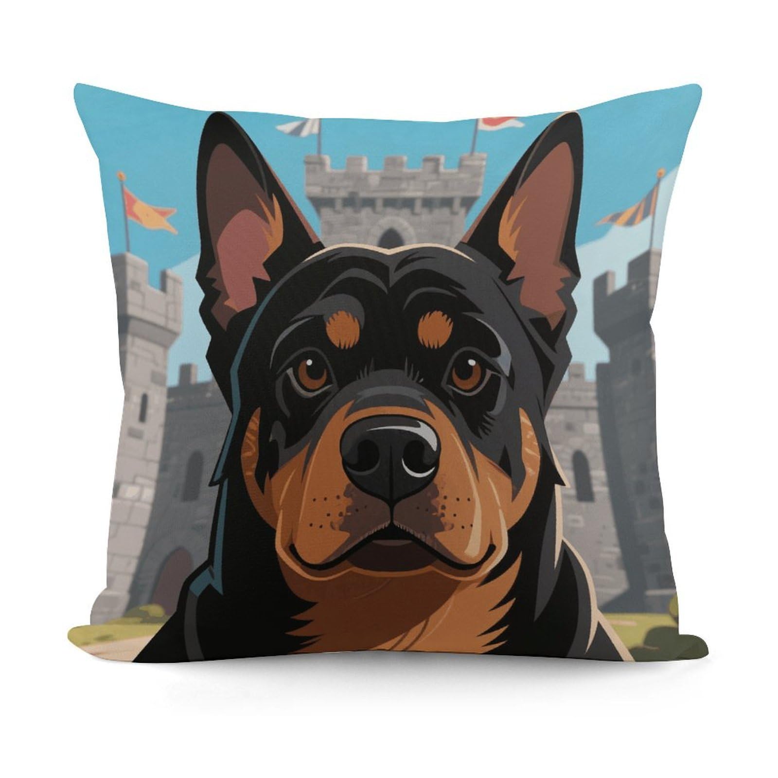 VstaDank Rottweiler Throw Pillow Covers Fade-Resistant Removable Pillowcase Square Cushion Case Cozy Pillow Case Breathable Pillow Protector Soft Pillow Shams 18"x18"