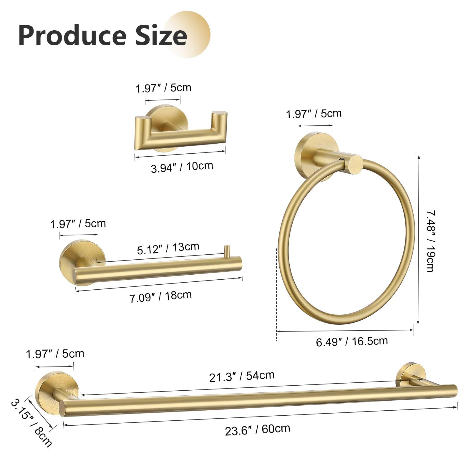 Lot de 10 porte-serviettes en or brossé 60 cm
