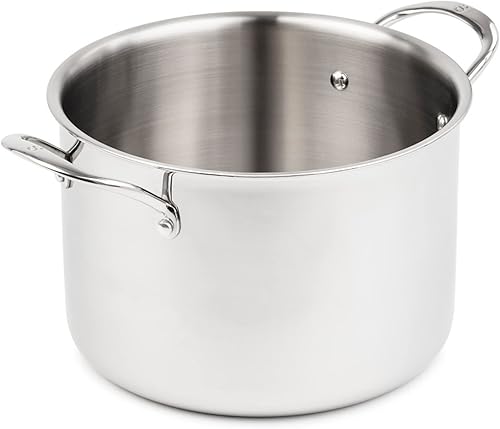 Miniatura 2 de Olla de 8 cuartos de galón: fabricada en Italia, olla de cocina de acero inoxidable con tapa, antiadherente, ligera, resistente al calor, compatible