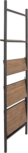 Miniatura 8 de Deco 79 Estantería de madera con 4 estantes, 20 x 14 x 77 pulgadas, color marrón