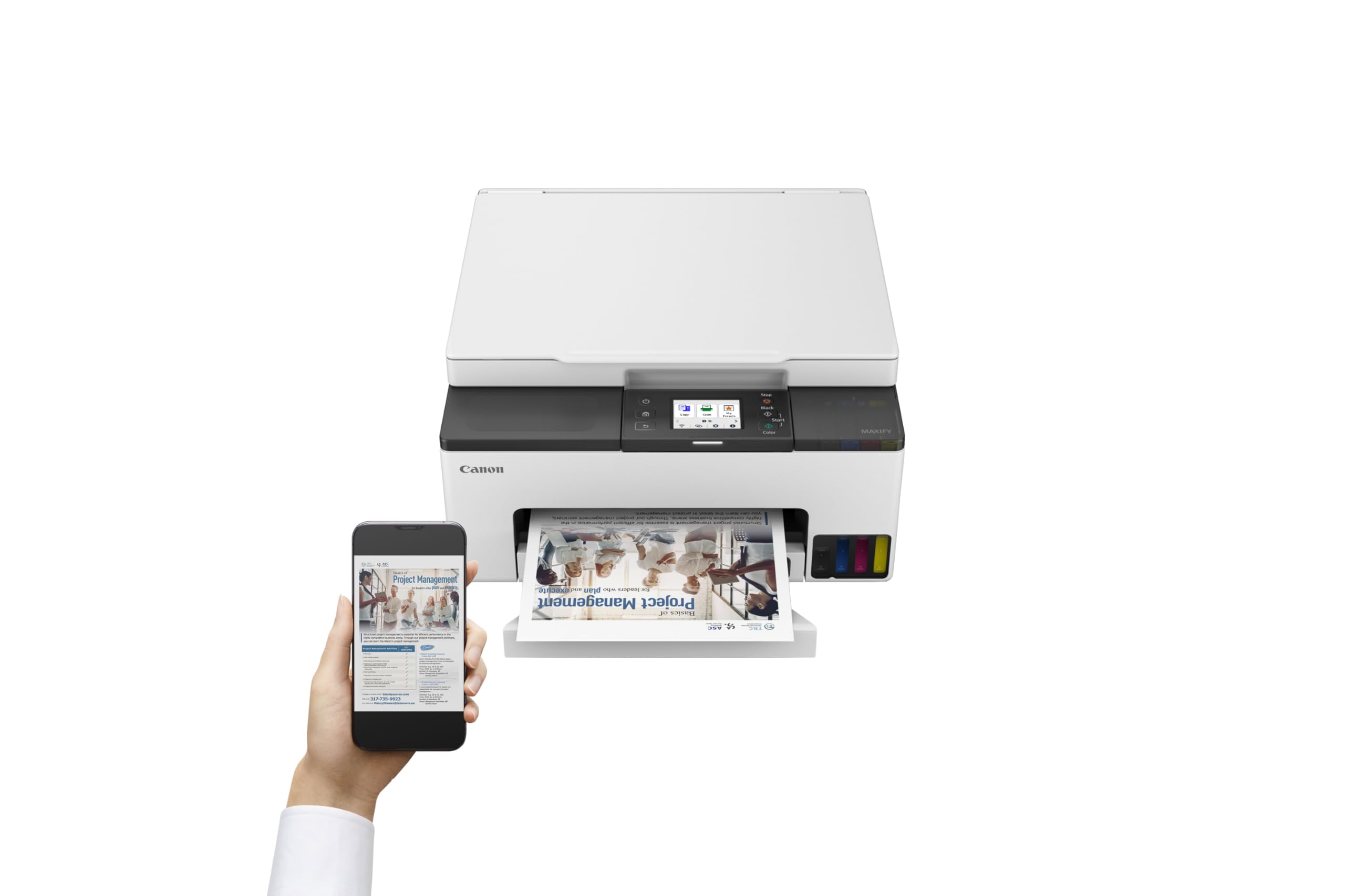 Canon MAXIFY GX1050 Tintenstrahldrucker 3-in-1 Multifunktionsdrucker MegaTank (Drucker, Scanner, Kopierer, WLAN, Cloud, Duplexdruck, 250 Blatt Kassette, Hohe Druckgeschwindigkeit, Tintentank) weiß