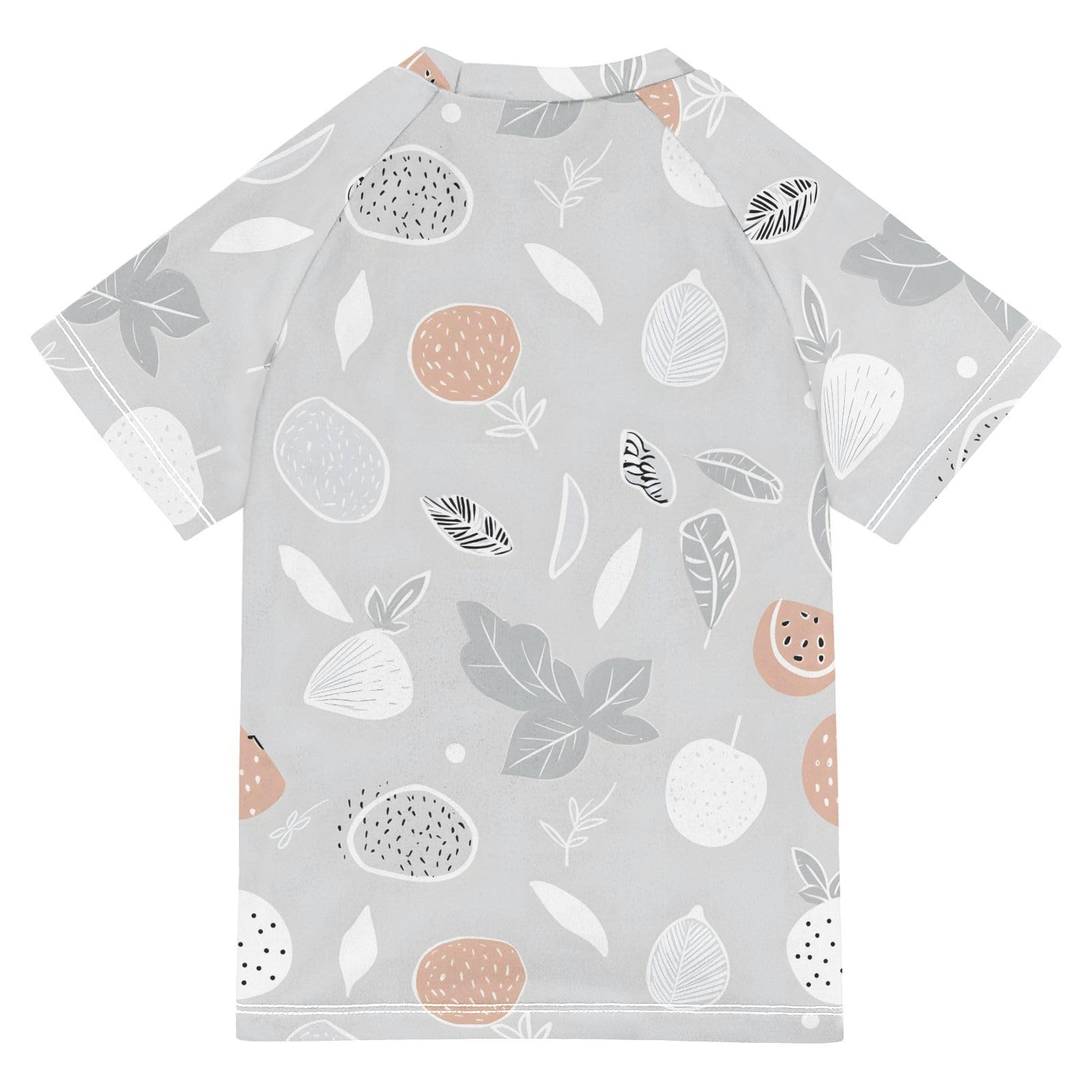 ALAZA Boys Swim Shirts Toddler Rash Guard Short Sleeve Rashguard Passion Fruit Gray UPF 50+ 11-12T