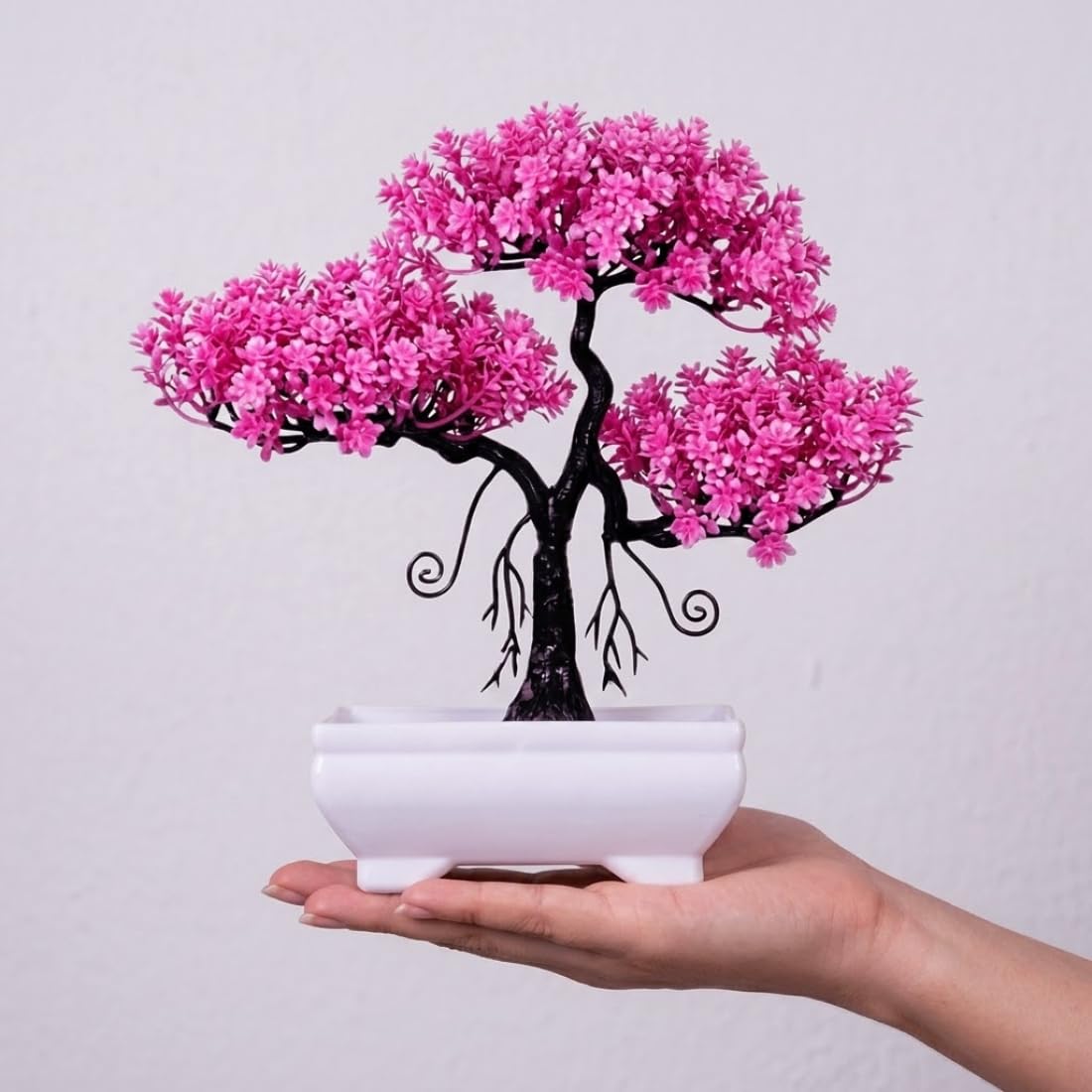 (Set of 3) Artificial Plants for Home Decor Pink Flower 28 cm Tree Realistic Looks Bonsai Tree for Bedroom, Livingroom, Office, Table, Balcony, Kitchen Indoor & Outdoor Decoration 4