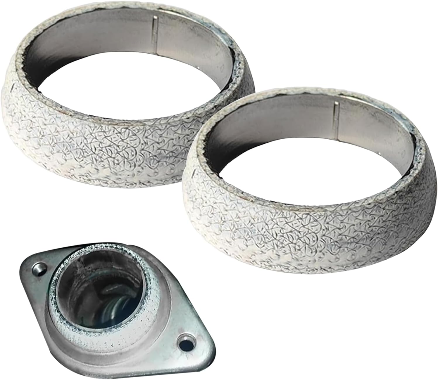 2PCS Car Exhaust Manifold Gasket, ID 2.56inch Exhaust Gasket, Exhaust Flange Gasket Seal Muffler Ring, Universal Exhausts Pipe Leakproof Donut Gaskets Replacement (65MM)