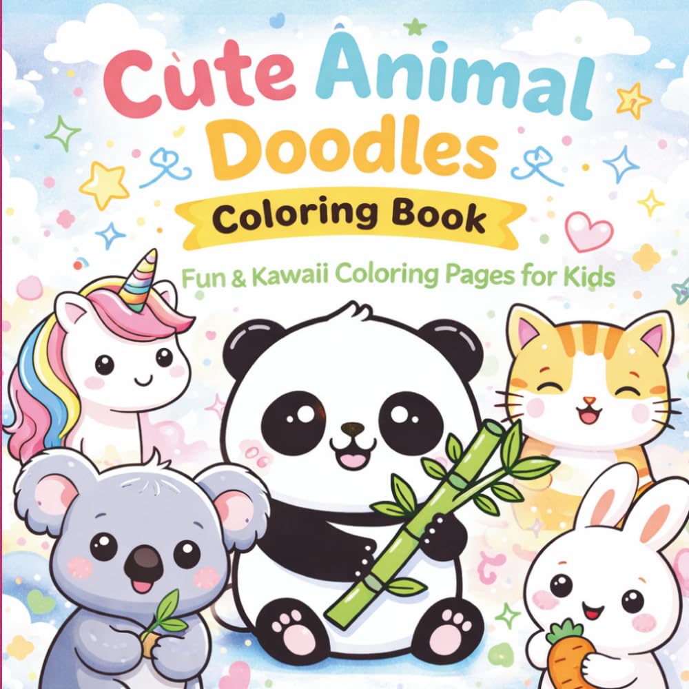 Kawaii Doodle Coloring Book for Kids 4-8: Fun & Easy Cute Doodles, Adorable Animals, Food & Characters for Kids, Teens & Relaxation