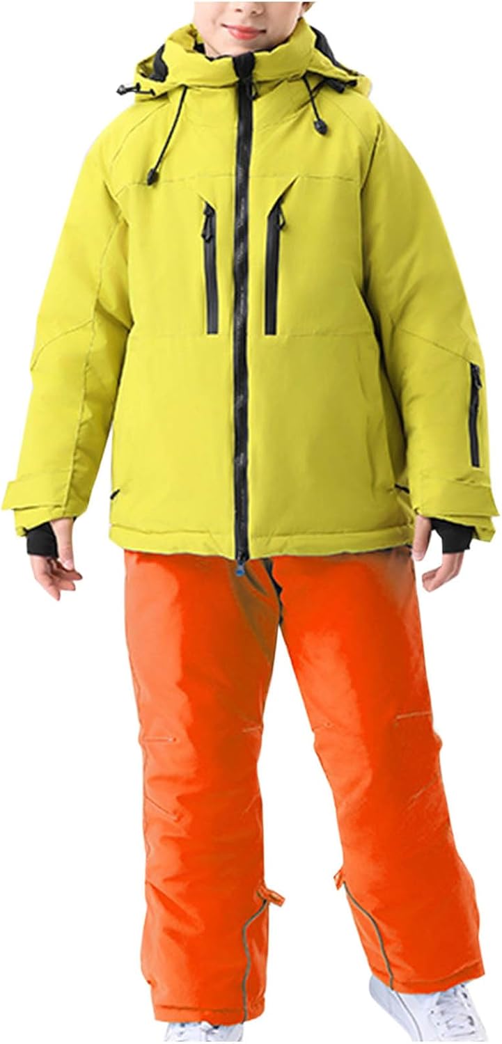 Kids 2 Piece Snow Ski Suit - Waterproof Windproof Snowsuit Warm Winter Outfit for Boys Girls Snowboarding Skiing 4-16Y