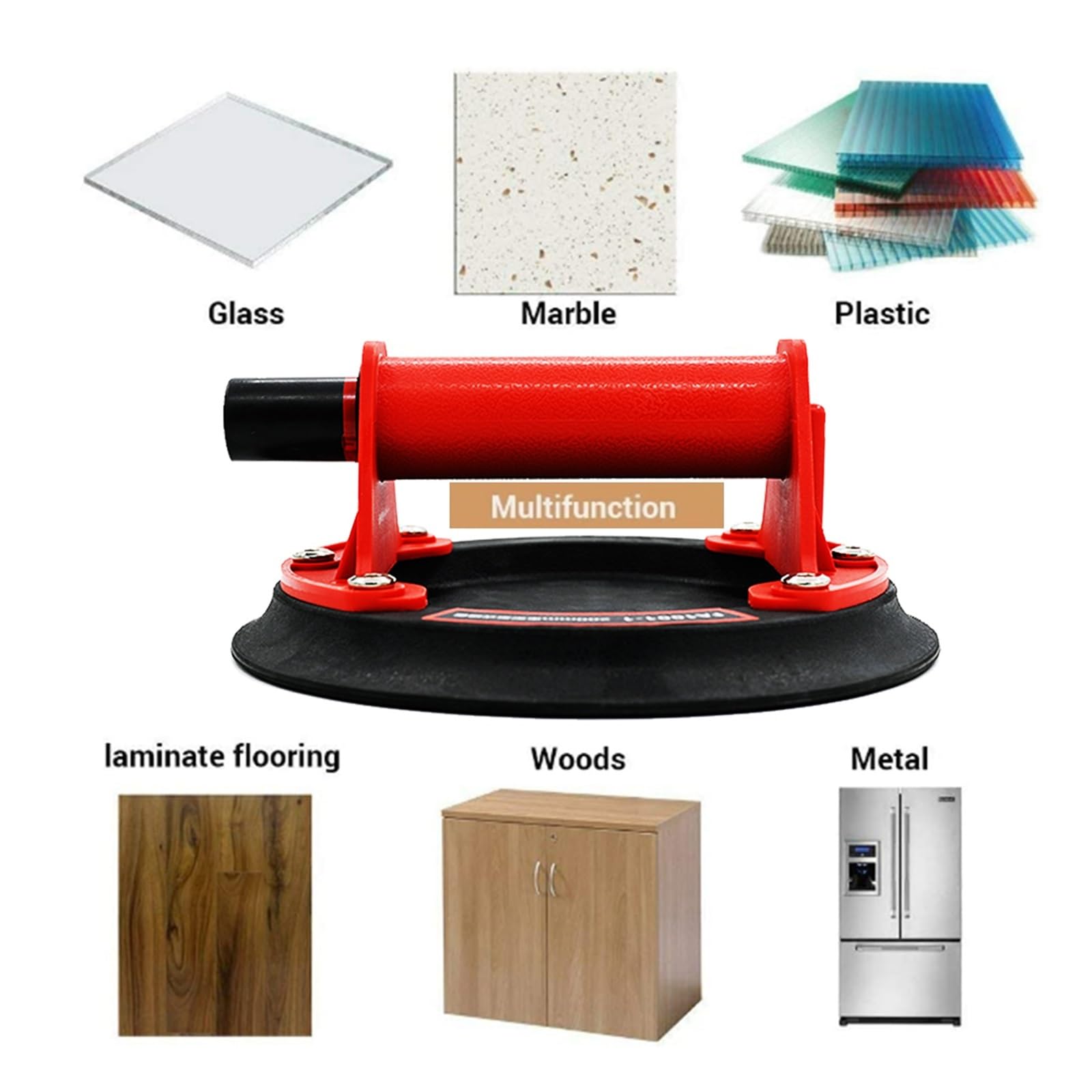 Ventosa de vidrio de 8 pulgadas, paquete de 2 ventosas de vacío for levantar vidrio grande, herramienta de ventosa de azulejo resistente, ventosa Industrial