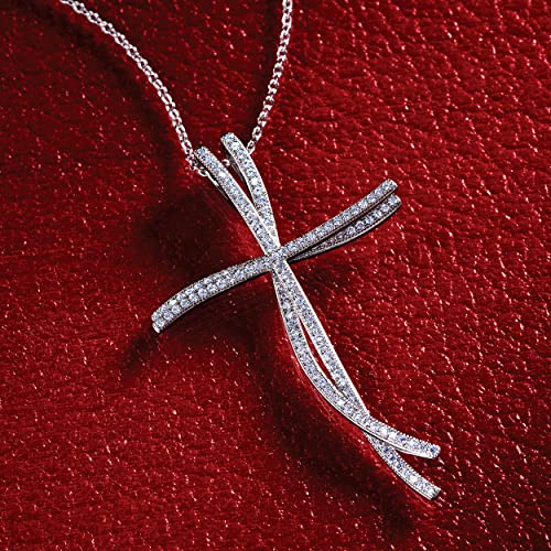 Scienza Endless Faith Cross Necklace For Women – 18” Cross Chain W/Dazzling Cubic Zirconia Stones – Luxury Sterling Silver Cross Necklaces For Women – Meaningful Christian Gifts For Women Faith #TOP1