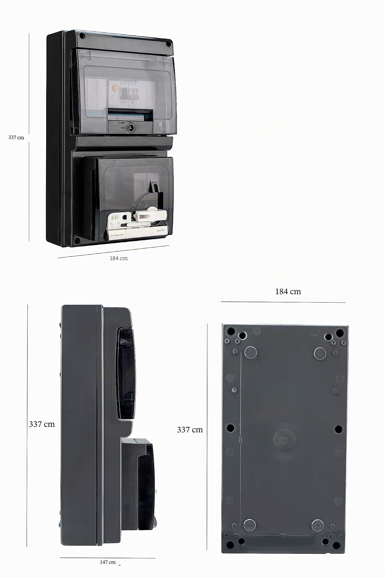 Steckdose für Elektroautos, Ladesystem mit LCD Digitale Stromzähler und FISchalter/Leitungsschutzschalter IP54 (Schwarz mit Fi-Schalter) Schwarz mit Fi-Schalter Schwarz mit Fi-Schalter