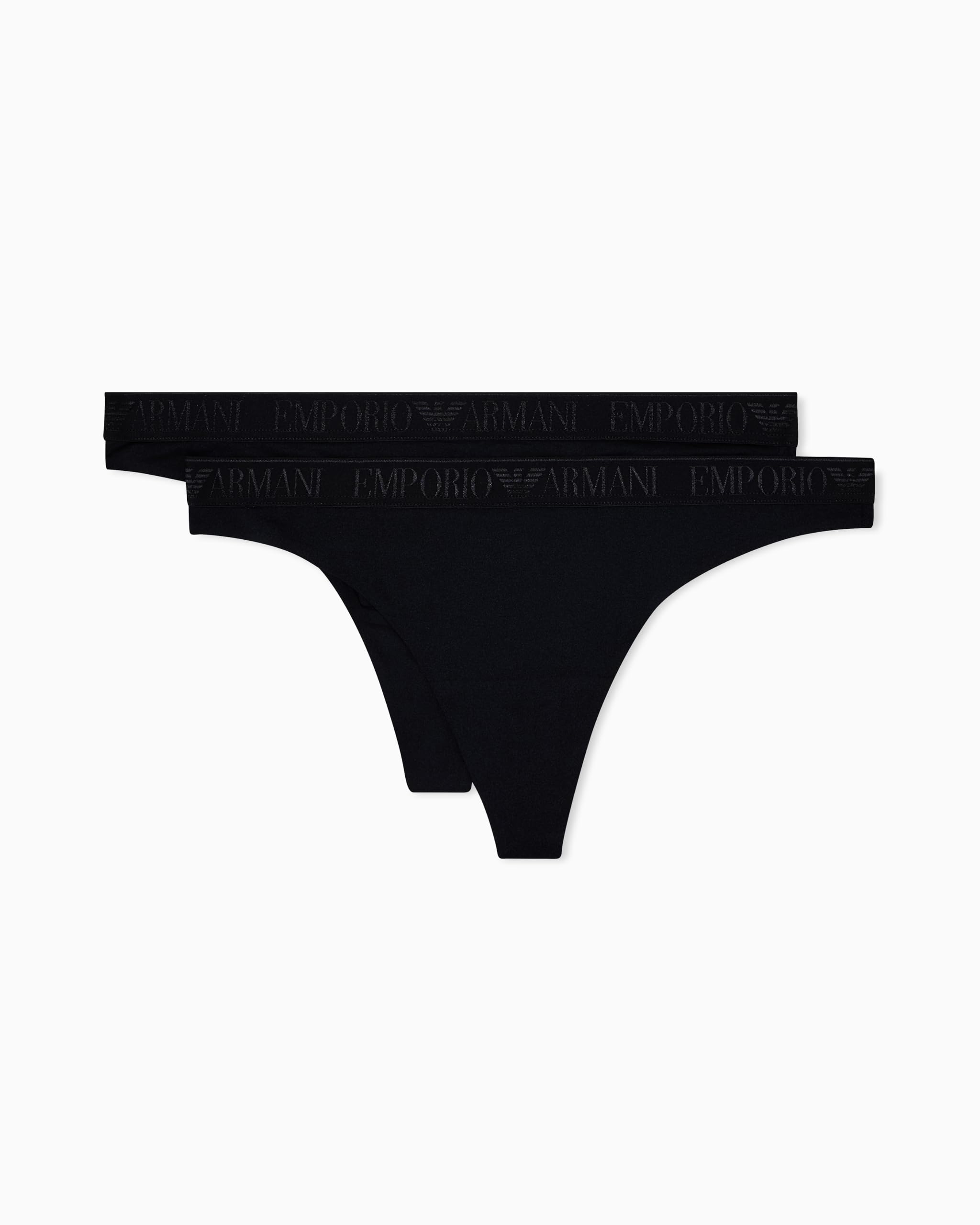 Emporio Armani Woman's Iconic Microfiber 2-Pack Thong Black S