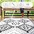 Waterproof Outdoor Rug 5x8ft, Boho Reversible Plastic Straw Mat for Patio RV Deck Porch Backyard Balcony Camping Picnic Beach Indoor Outdoor Carpet, Black&White