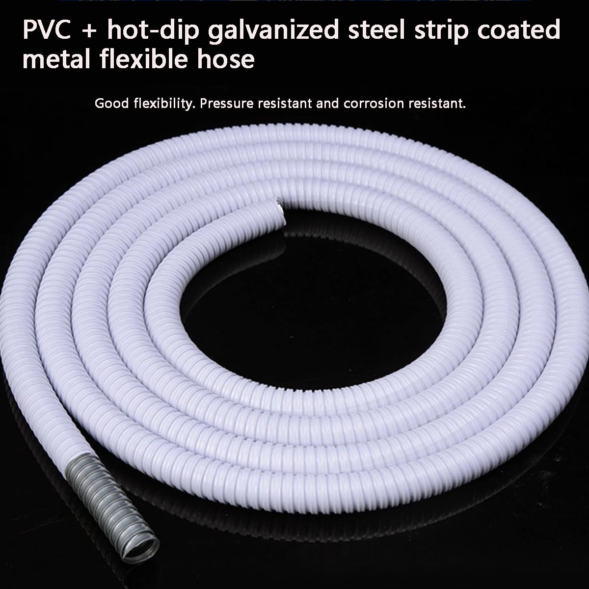 Kunststoffbeschichtetes Metall Flexibles Leerrohr Kabelschutzrohr PVC Stahl Wasserdicht für Außeninstallation Garten Industrie Kabelschutz,25mm（50m）