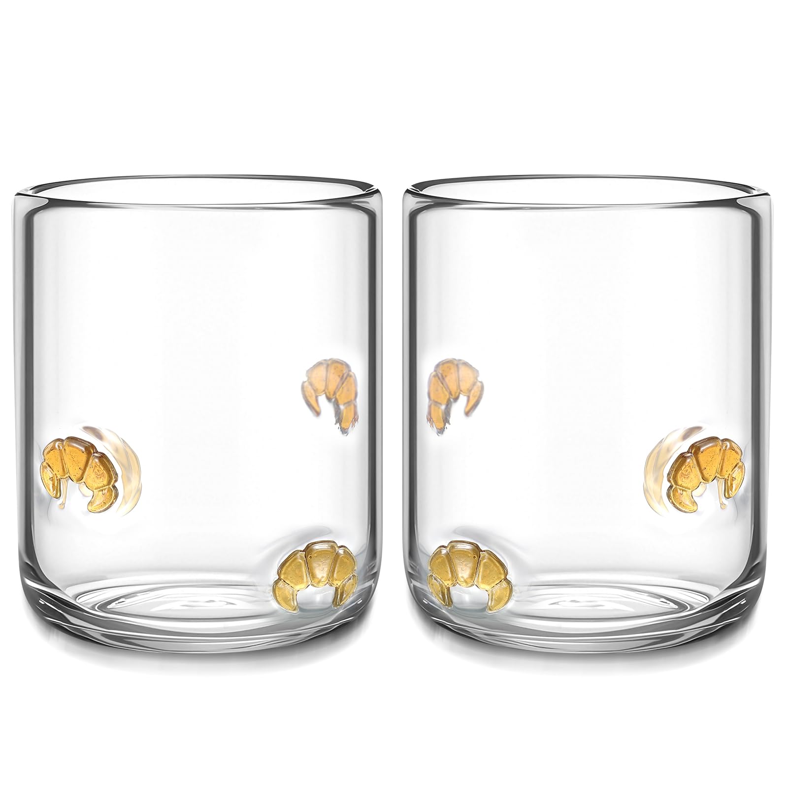 Funnymoom 2 Pcs Icon Glass Cups,Croissant Style