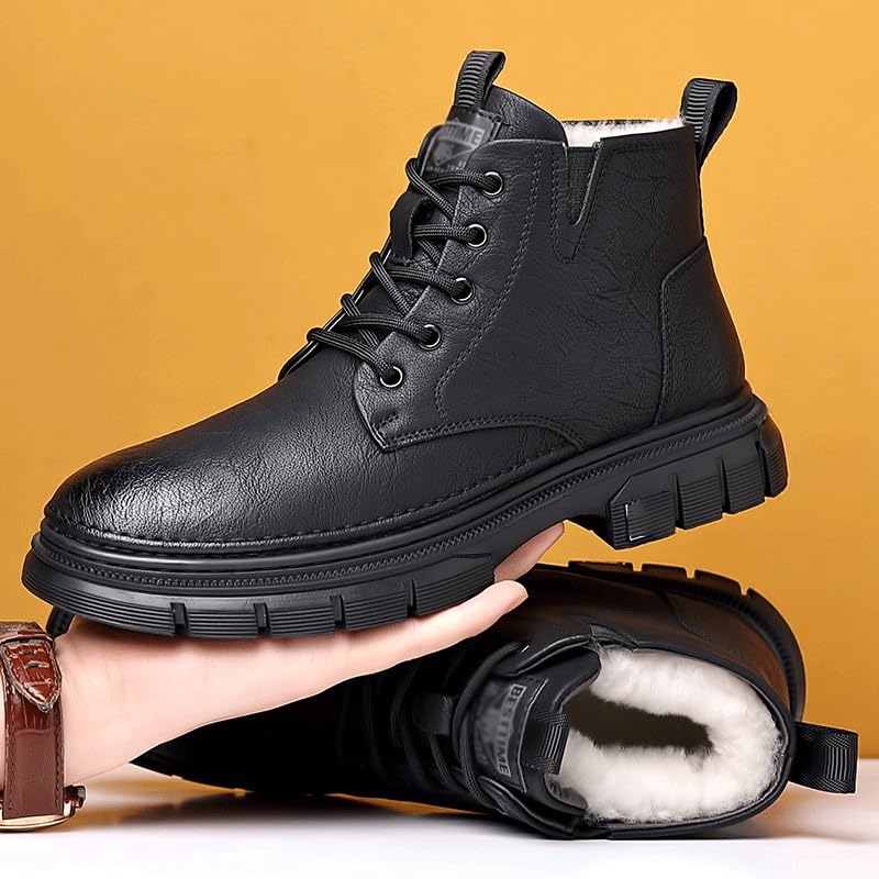 Winter Thick Sole Velvet Thickened High Top Shoes Men's Winter Boots Snow Casual Booties Lightweight Non-Slip Oxford Shoes for Men3