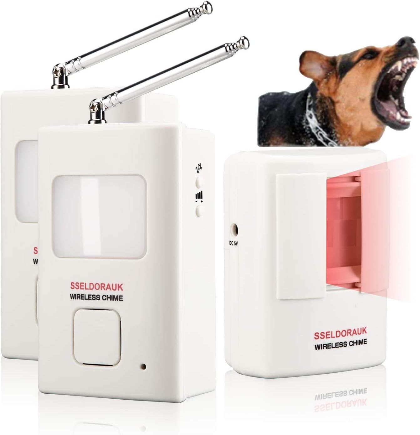 S SELDORAUK Dog Barking Alarm Motion Detector 800 Feet Wireless Home