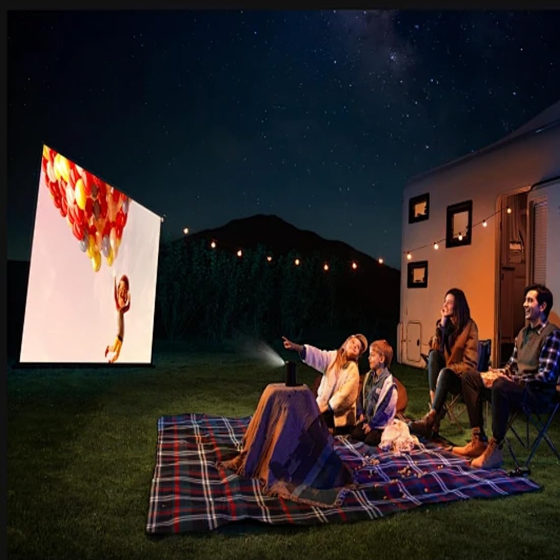 Portable Écran Vidéoprojecteur pour Home Cinéma 150/180 Pouces, 16:9 4K HD Écran de Projection Pliable Anti-Plis pour for Extérieur(100in)