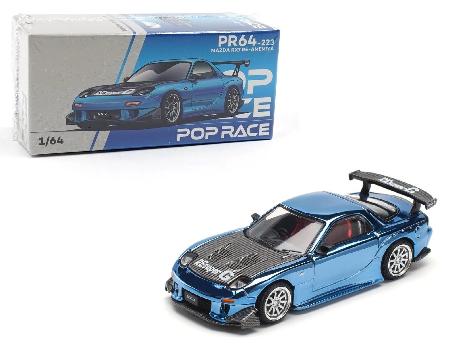 Diecast Model Car Compatible Pop Race 1:64 Mazda RX7 RE Amemiya